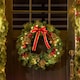 image 2 of HOMCOM Pre-Lit Artificial Christmas Door Wreath Holly Garland Decor 20 LED