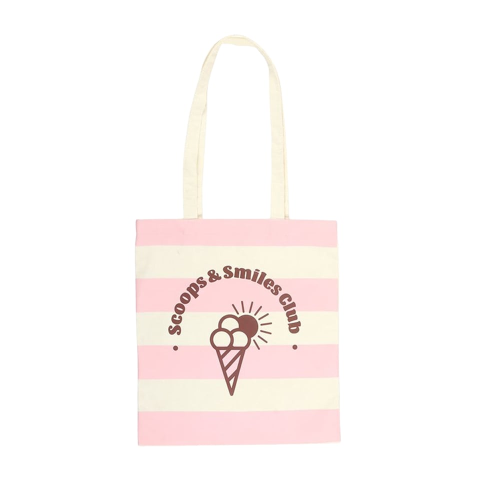 image 1 of Something Different Scoops & Smiles Club Polycotton Tote Bag | Pink | Pink/White | 1