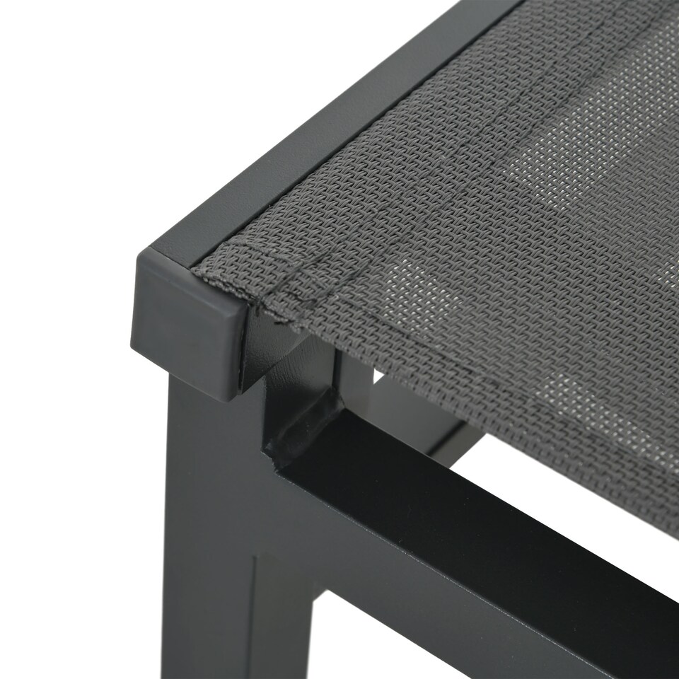 image 1 of Outsunny 7 Piece Garden Dining Set, 6 Seater Garden Table and Chairs with Parasol Hole, Aluminium Top Table and Texteline Chairs, Outdoor Dining Furniture Set for Patio, Dark Grey