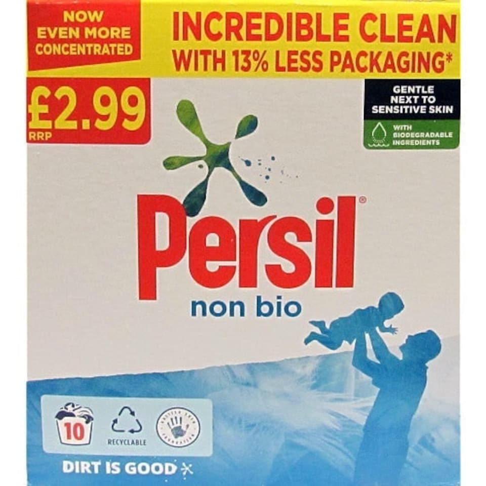 Persil Fabric Cleaning Washing Powder Non Bio 10 Wash (Pack of 7)