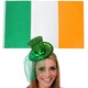 image 1 of Ireland 3x5 ft Flag & Mini Green Glitter Fascinator Top Hat Green | One Size