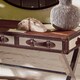 image 3 of Interiors By Premier Brown & White Genuine Cowhide Console Table,Hallway Table With 3 Storage Drawers,Table With Leather Handles Brown