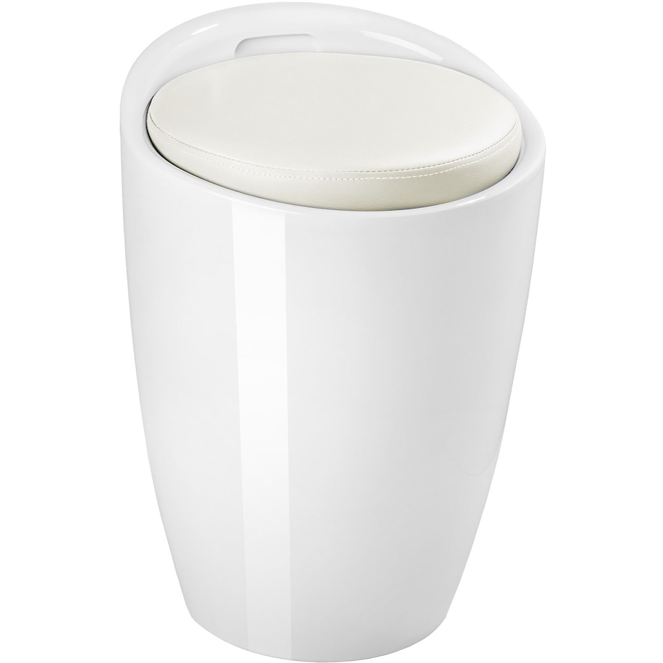 image 1 of Bathroom Stool Stool Living Room Hall Ottoman Foot Rest Office Footstool Faux Leather Storage | White | white | 36 x 36 x 51 cm | 1