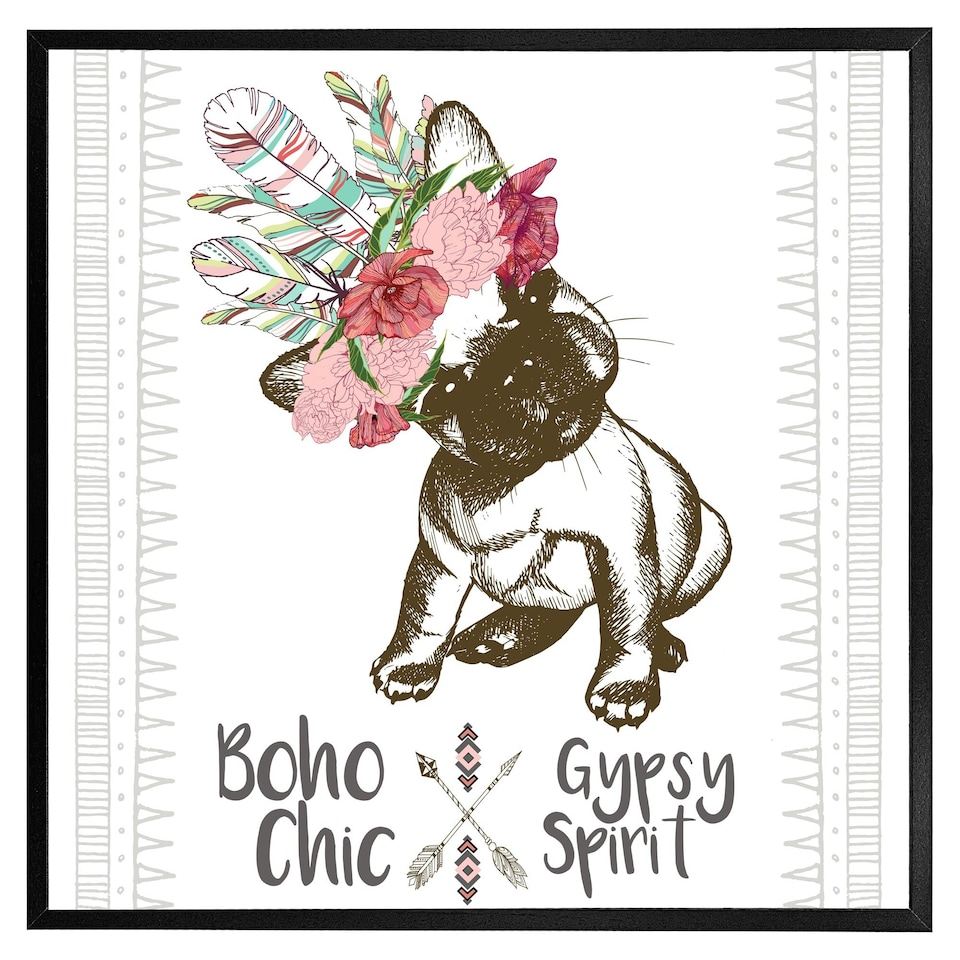 image 1 of Portrait of french bulldog puppy (Picture Frame) Grey | S