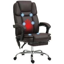 Vinsetto Massage Office Chair, PU Leather High Back Recliner, Dark Brown