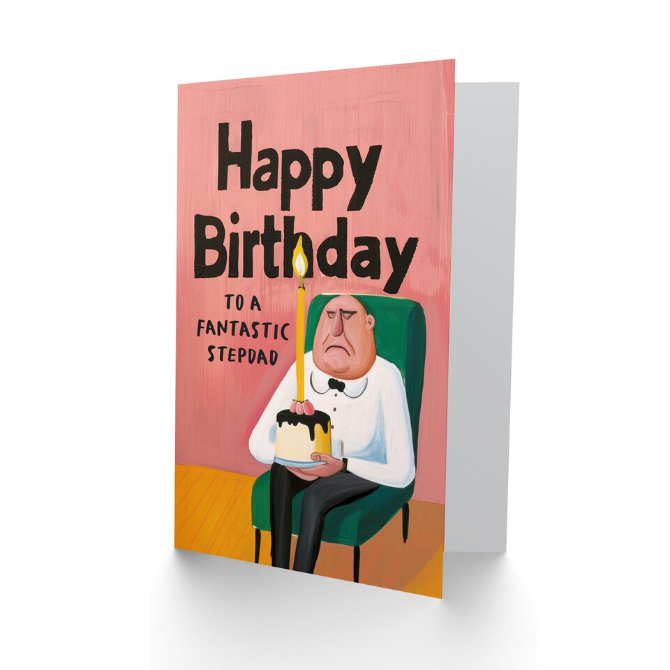 image 1 of Fantastic Grumpy Man Cake Fun Joke Stepdad Funny Birthday Card