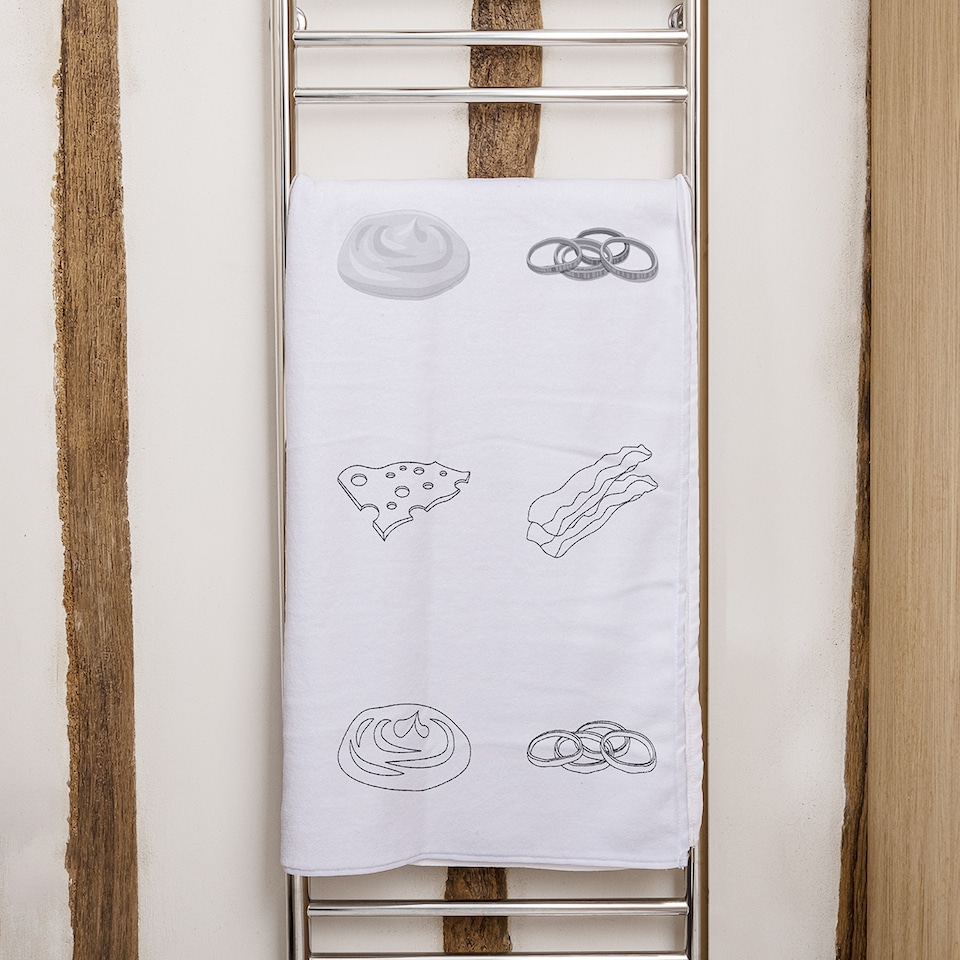 image 1 of burger and sandwich icon Designer Bath Towel | Multi