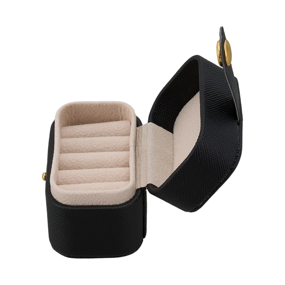 image 1 of Living and Home Compact Portable Mini Ring Holder Case-Black | Black