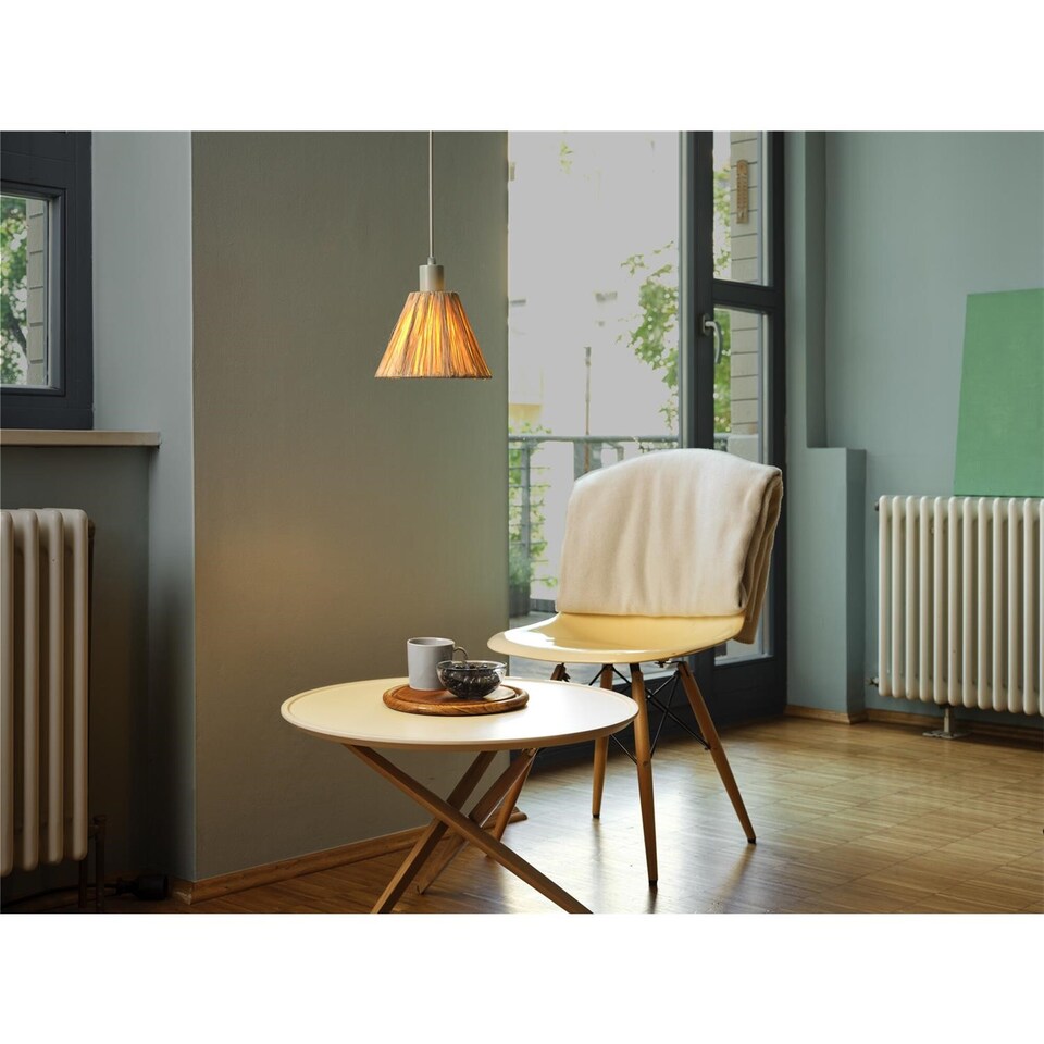 image 1 of Osram Decor Raffia Pendant Ceiling Light E27 Green Max 1x15W LED Modern Indoor | Brown | Brown | 1