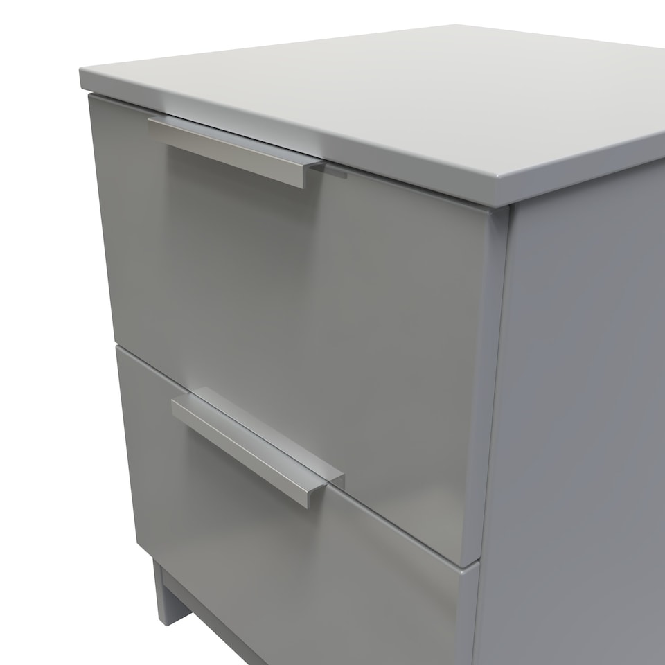image 1 of Dover 2 Drawer Compact Bedside Cabinet in Uniform Grey & Dusk Grey (Ready Assembled) | Grey | Uniform Grey & Dusk Grey