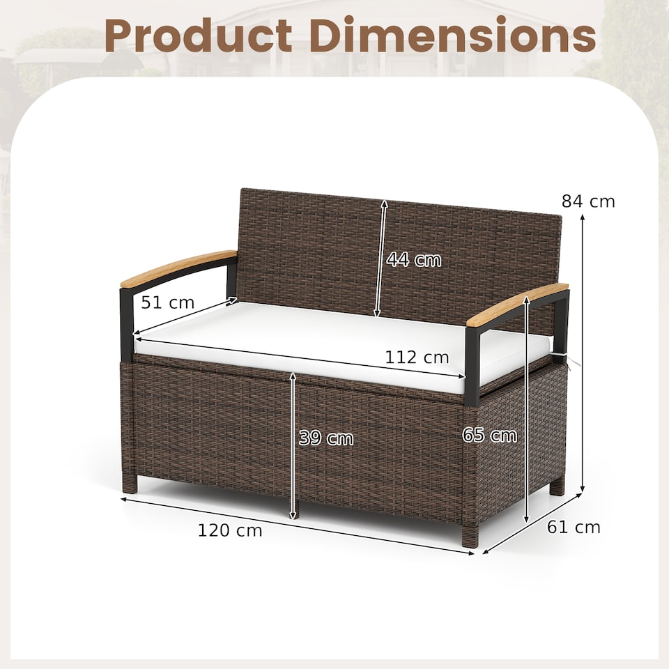 image 1 of COSTWAY Outdoor Storage Bench Deck Box Patio Furniture with Cushion