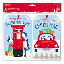 Pack of 8 Christmas Penguin Design Gift Tags