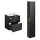 image 1 of Bathroom 800mm Vanity Set Ribbed Textured Black Modern Wall Hung Floating Cabinets Sink - Adel