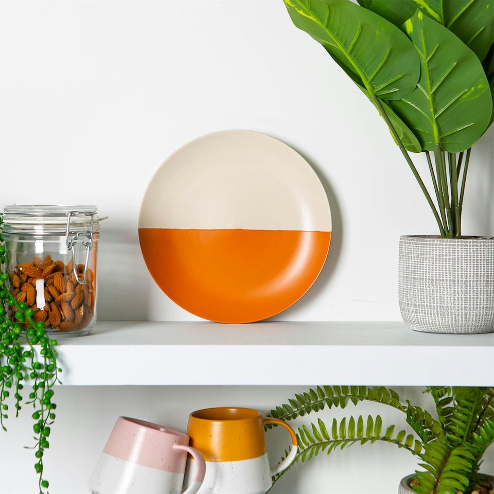 image 1 of Nicola Spring Ceramic Dipped Flecked Dinner Plates - 20.5cm - Burnt Orange - Pack of 4 Orange