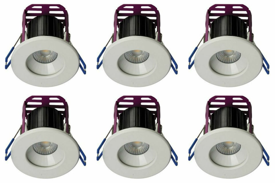 6 x Robus 'Ramada' Dimmable LED Downlights 4000K - 7W (White / Brushed Chrome)