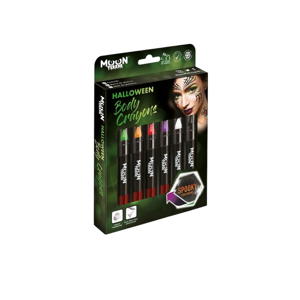 image 1 of Moon Terror Halloween Body Crayons (Pack of 6) - Red/Black/Purple/Orange/White/Green - One Size