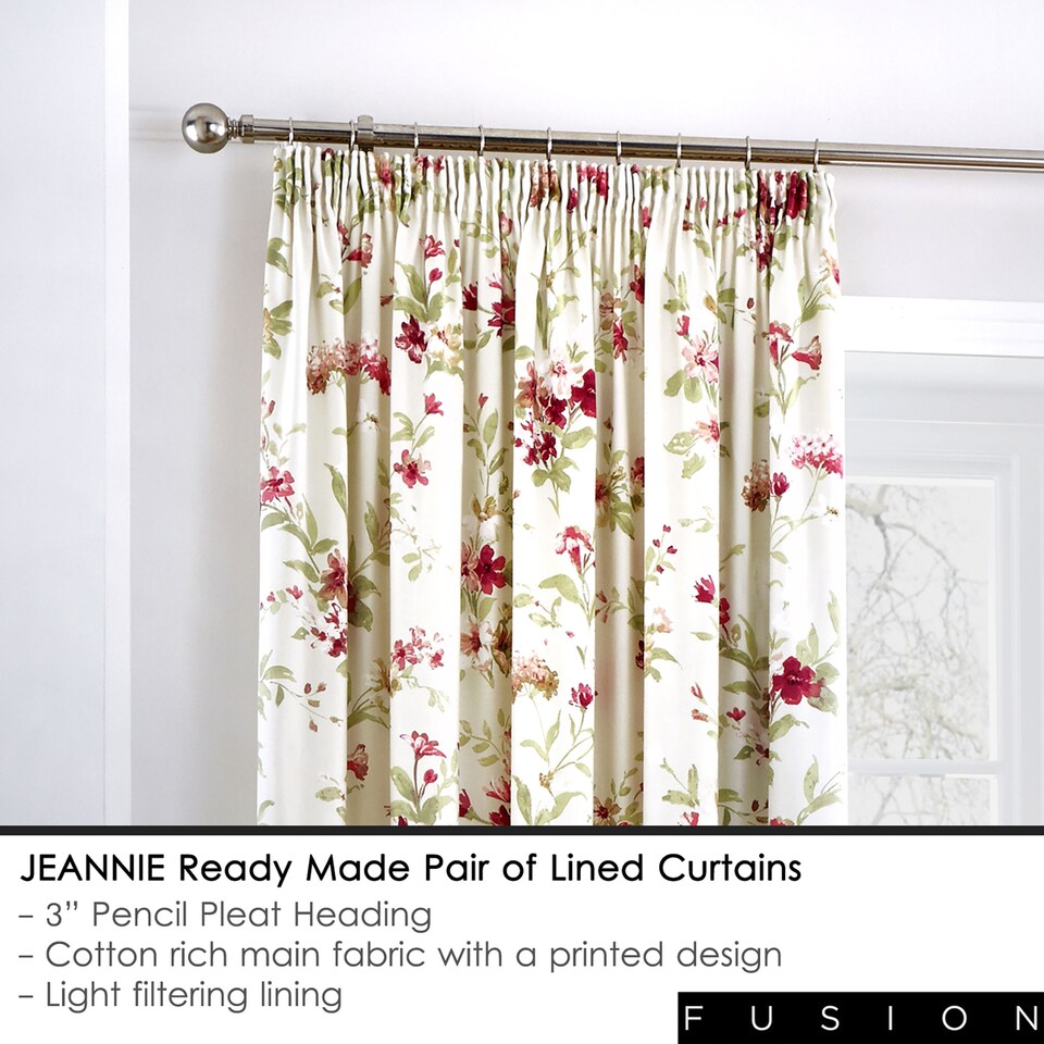 image 1 of Fusion Jeannie Pencil Pleat Curtains Red
