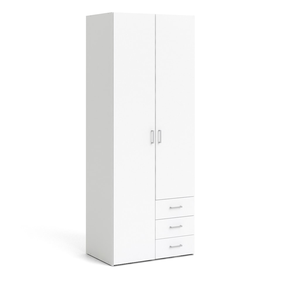 image 1 of Space Wardrobe 2 Doors 3 Drawers in White 2000
