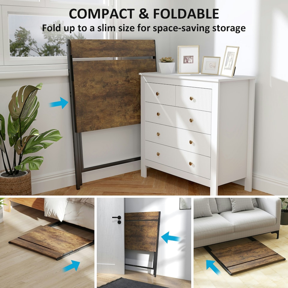 image 1 of HOMCOM 81.5 cm Folding Computer Desk for Small Spaces Bedroom | Brown