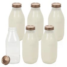 1L Glass Bottles Drink Smoothie With Lid 1000ml | Clear | 1L | 6