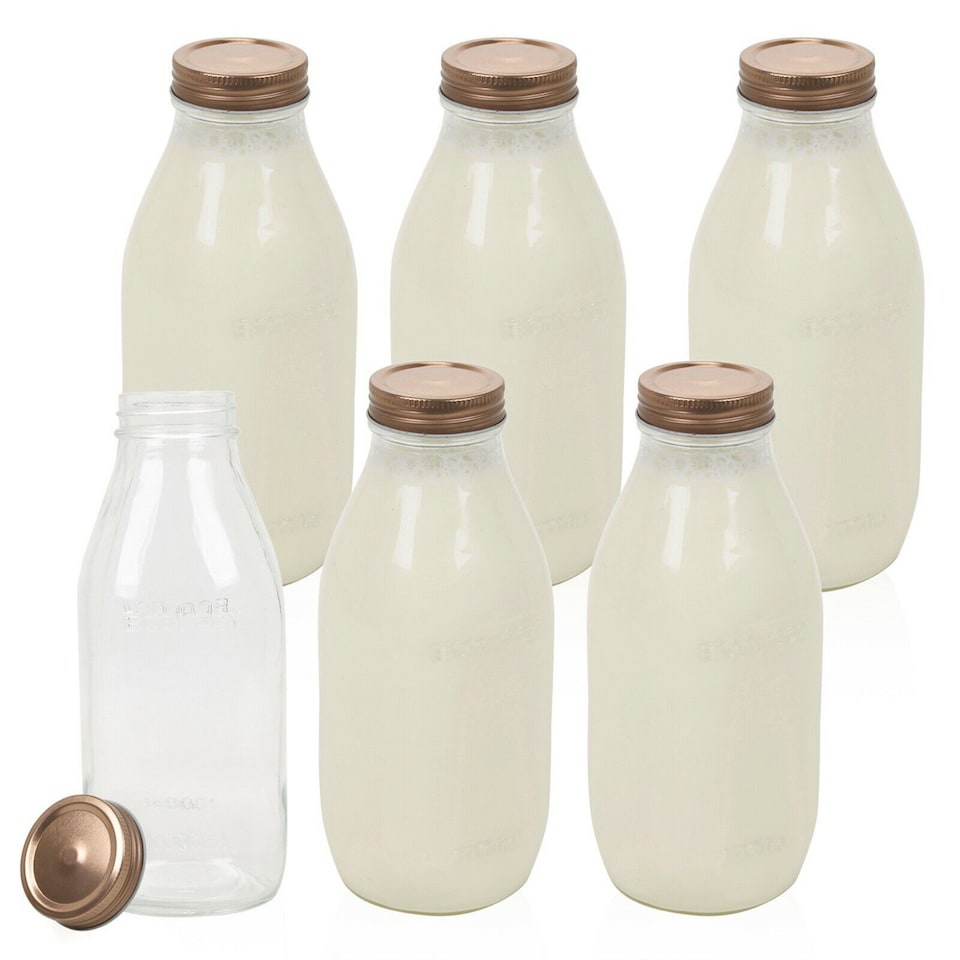 image 1 of 1L Glass Bottles Drink Smoothie With Lid 1000ml | Clear | 1L | 6