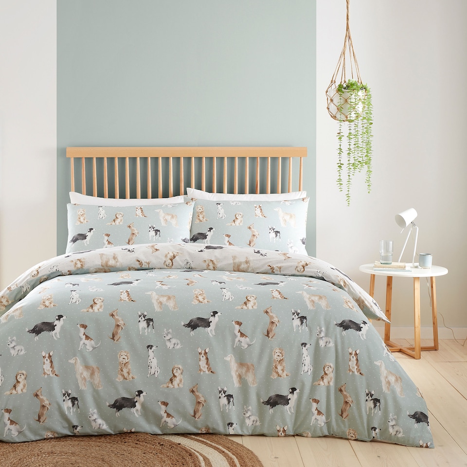 image 1 of Fusion Cute Dogs Duvet Cover Set Duck Egg