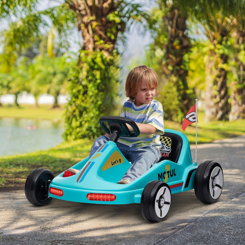 image 1 of AIYAPLAY 6V Electric Go Kart w/ Music, Light, Horn, for Ages 3-5 Years, Blue