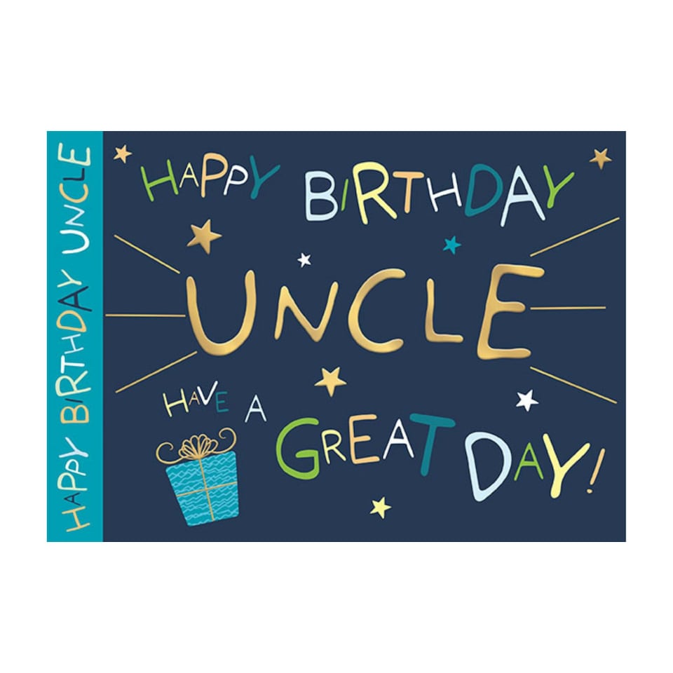 image 1 of Words 'n' Wishes Birthday Card for Uncle, Foiled Letters, Multicoloured, 22 x 15.8 cms