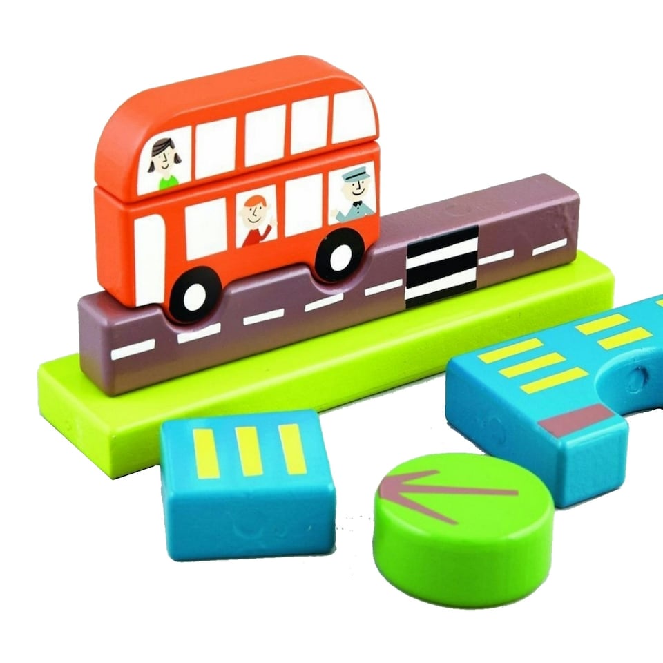 image 1 of Floss & Rock 7 Piece Wooden Magnetic 3D Puzzle - Transport