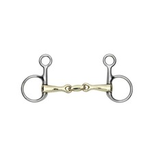 Shires Lozenge Horse Hanging Cheek Snaffle Bit - Brass/Silver - 5.5in