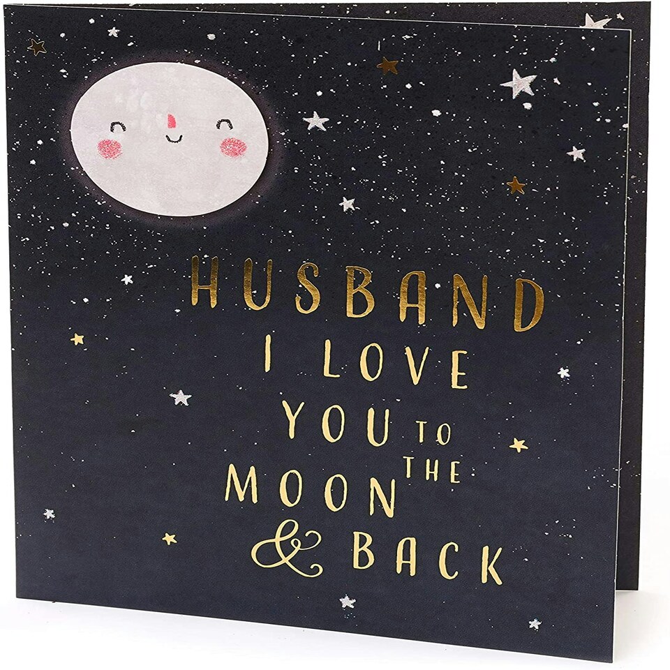 image 1 of Husband Anniversary Card I Love You to The Moon and Back Watermark