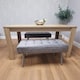 image 3 of Oak Effect Dining Table with 2 Grey Velvet Benches  Dining Set