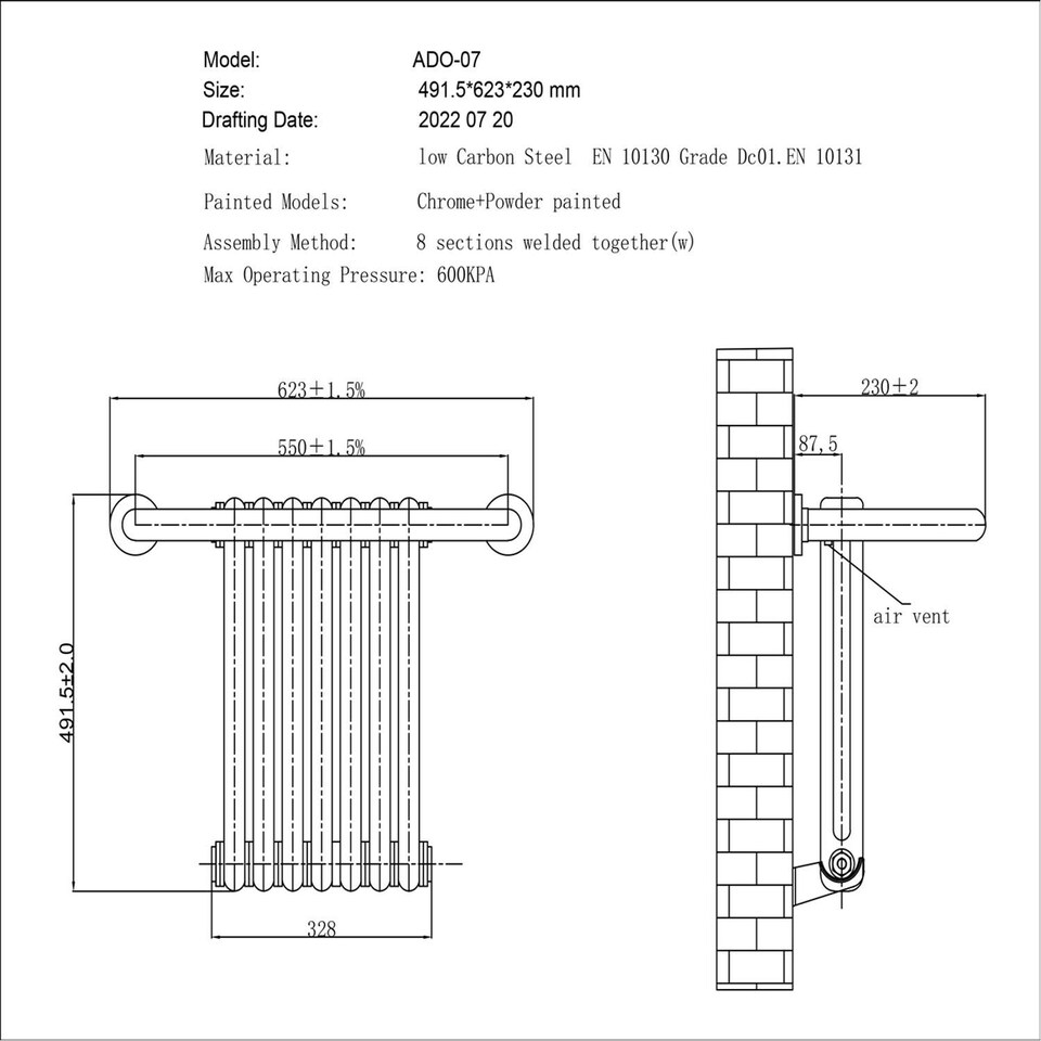 image 1 of Aydon - Traditional Electric Towel Rail H491mm x W623mm 200w Standard