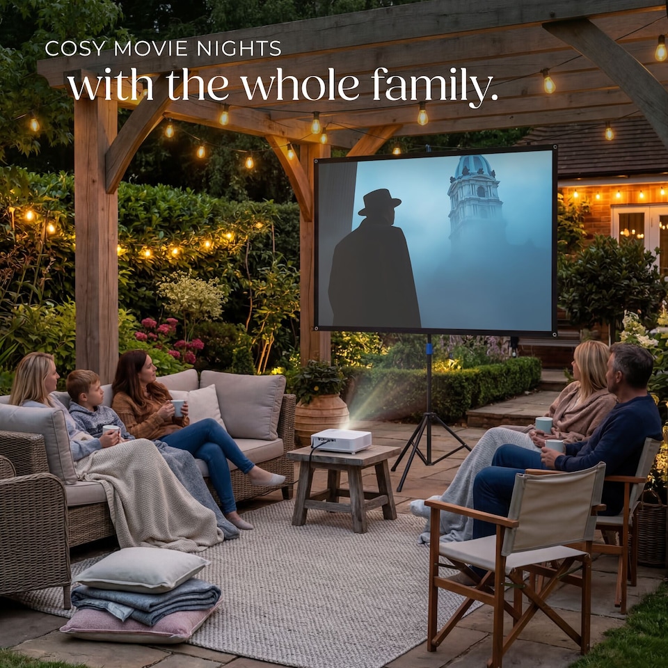 image 1 of Cinema Projector Screen with Foldable Tripod, 16:9, 4K, HD | White | white | M | 1