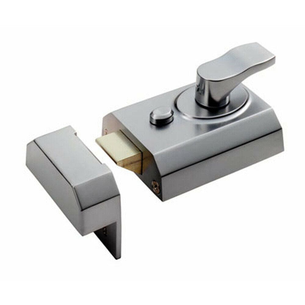 Loops Contract Rim Cylinder Nightlatch 60mm Satin Chrome Door Security Lock
