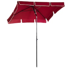 Outsunny Aluminium Sun Umbrella Parasol Patio Rectangular 2M x 1.3M Red