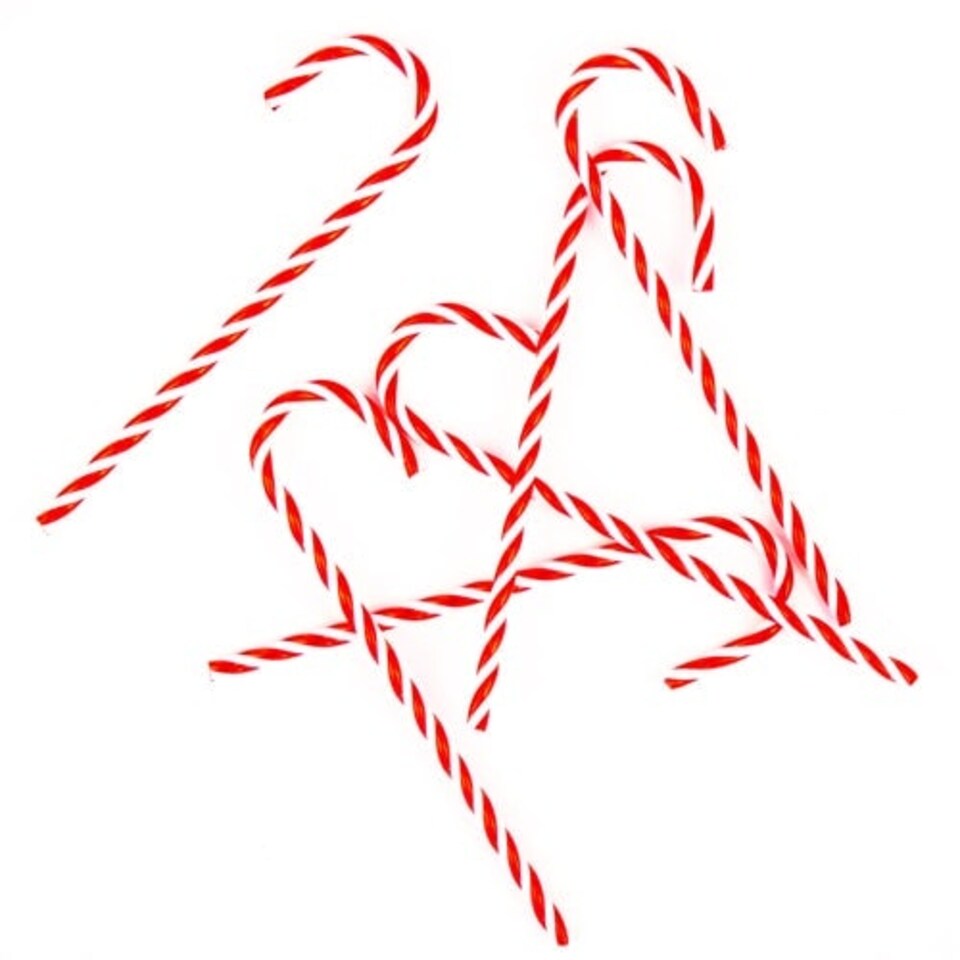 Christmas Plastic Candy Cane Decorations 14cm - Pack of 6