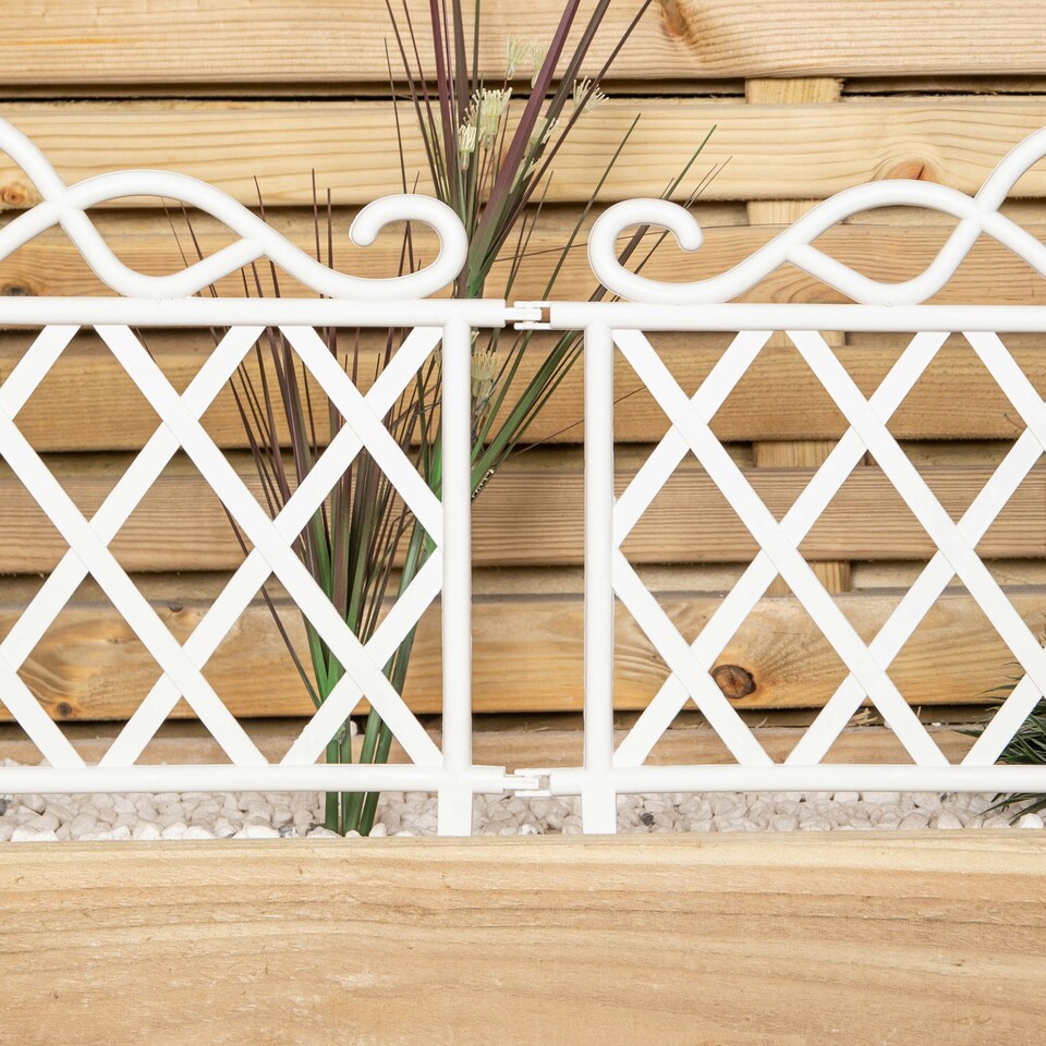 image 1 of Pack of 3 27cm White Plastic Garden Patio Lawn Border Fence Edging