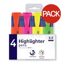 A Star Highlighters (Pack Of 4) - Orange/Pink/Yellow/Green - One Size