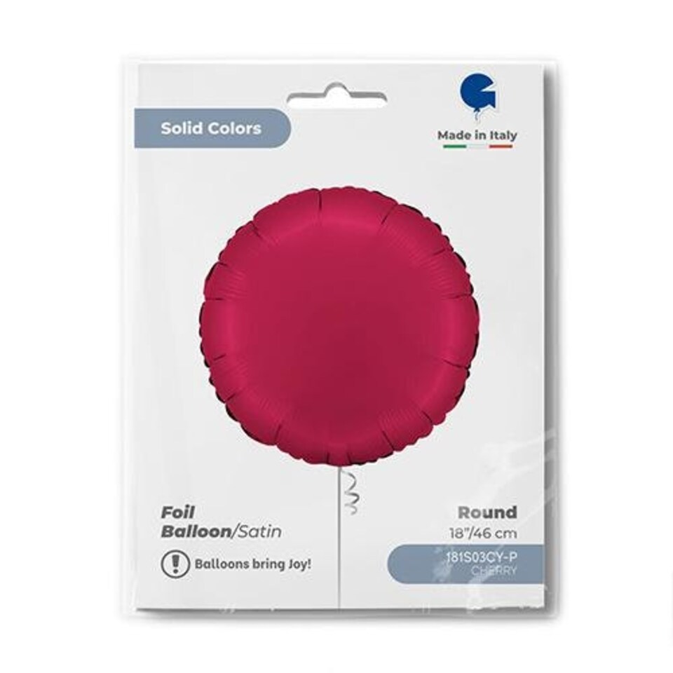 image 1 of Satin Cherry Red Round Shape Foil Helium Balloon 46cm / 18 in