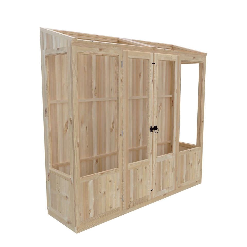 image 1 of Holme 7 x 2 Double Door Greenhouse - Timber - L59 x W210 x H200.7 cm