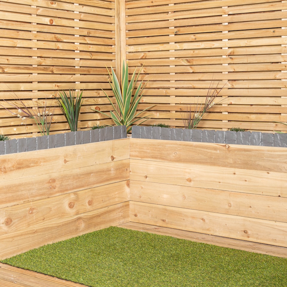 image 1 of 23cm 10 Piece Grey Cobble Stone Effect Garden Edging Boarder