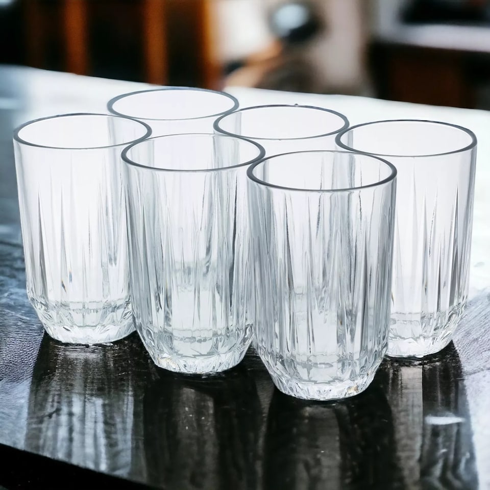 image 1 of 350ml Tall Drinking Glasses Tumblers Water Spirits Cordial Juice Milk Set of 6