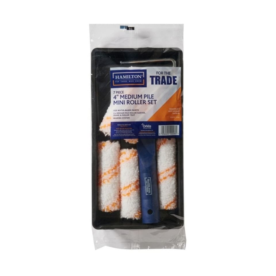 image 1 of Hamilton For The Trade Medium Pile Mini Paint Roller Set (Pack of 6) - White/Black/Orange - 4in