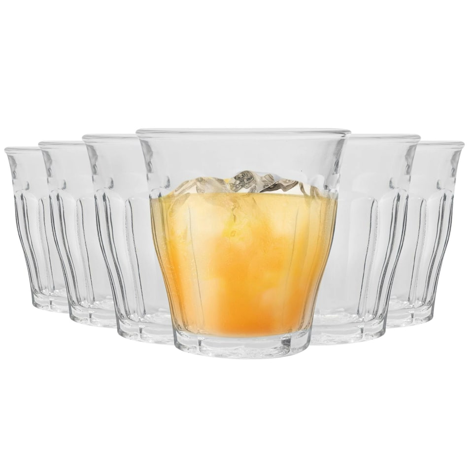 image 1 of Duralex Picardie Drinking Glasses - 200ml Tumblers for Water, Juice - Clear - Pack of 6 Clear