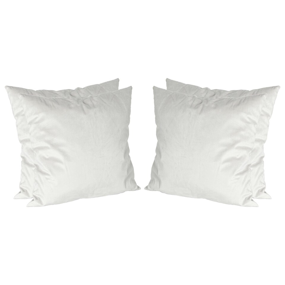 image 1 of Nicola Spring Square Velvet Cushions - 55cm x 55cm - Cream - Pack of 4 | Cream | Cream