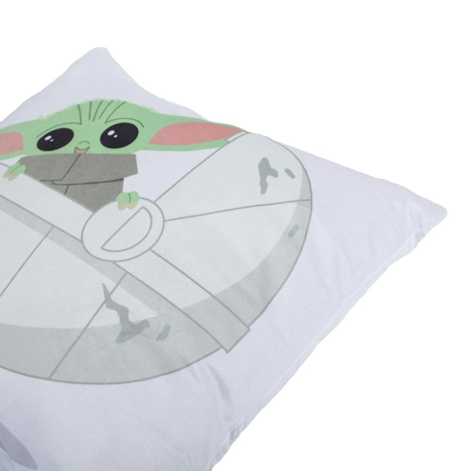 image 1 of Star Wars The Mandalorian Velvet Feel Grogu Cushion - White - One Size White | One Size