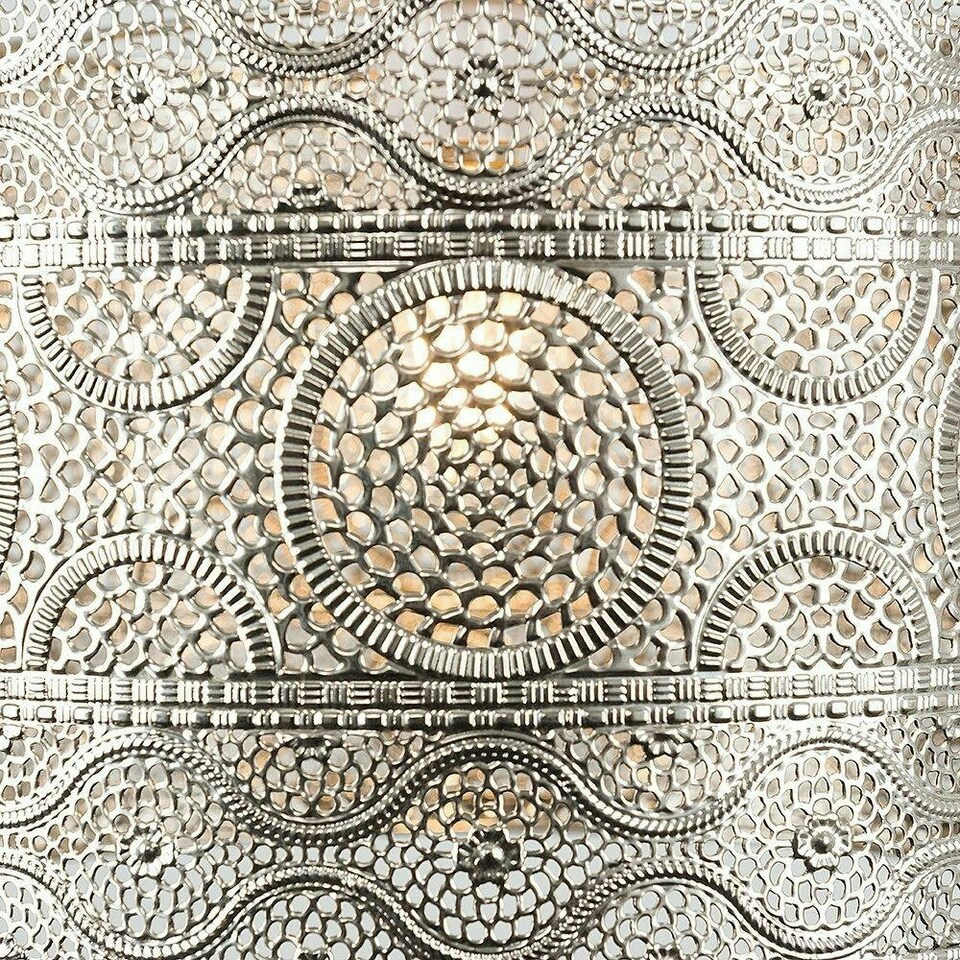 image 1 of ValueLights Moroccan Style Drum Silver Pendant Ceiling Light