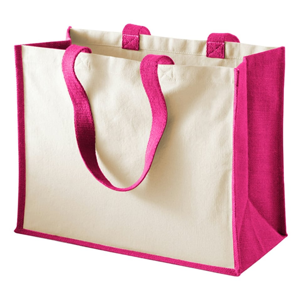 image 1 of Westford Mill Classic Jute Printable Shopper Bag - Fuchsia - One Size