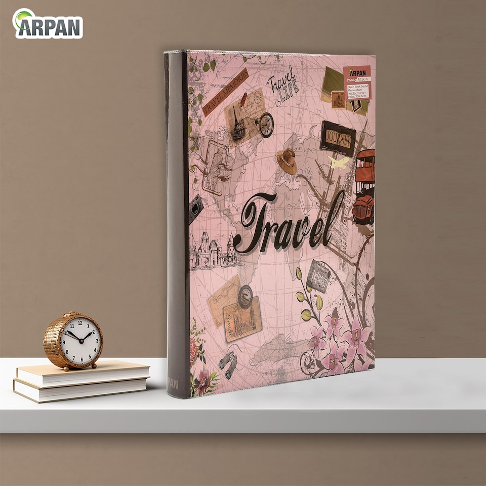 image 1 of ARPAN Slip In Case Memo Photo Album for 300 Photos 4x6" (10x15cm) – Hardcover Picture Album with Memo Writing Space for Family, Wedding & Travel Memories